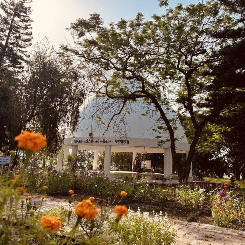 ashram with flowers view