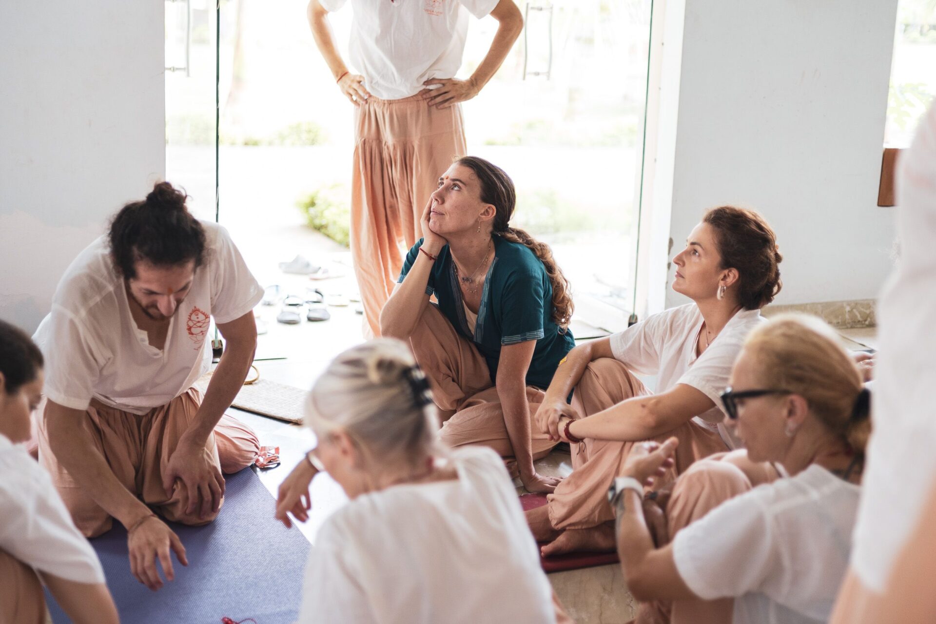 Students engaged in yoga class